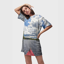 Футболка женская длинная Сплав на байдарке, цвет: 3D-принт — фото 2