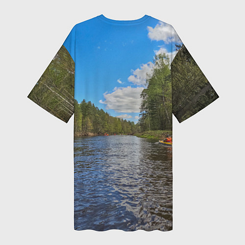 Женская длинная футболка Сплав по русским рекам / 3D-принт – фото 2