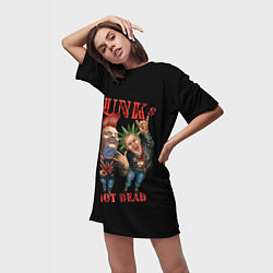 Футболка женская длинная Punks Not Dead - панки хой, цвет: 3D-принт — фото 2