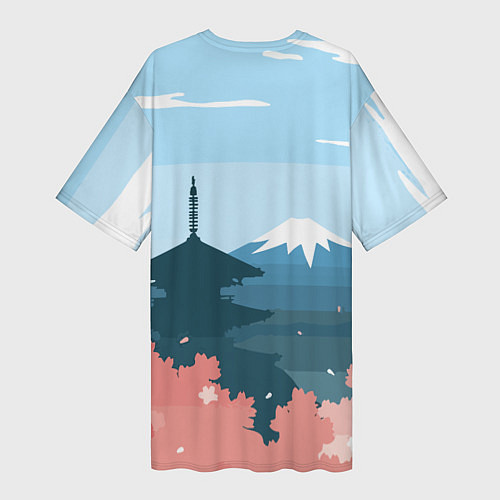 Женская длинная футболка Вид на Фудзияму - Япония / 3D-принт – фото 2