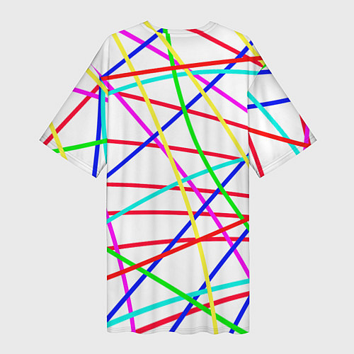 Женская длинная футболка Яркие цветные линии / 3D-принт – фото 2