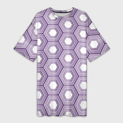 Женская длинная футболка Шестиугольники фиолетовые