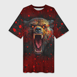 Женская длинная футболка Злой медведь