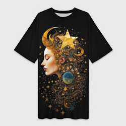 Женская длинная футболка Богиня ночи - нейросеть
