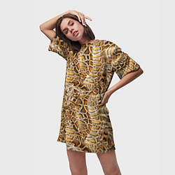 Футболка женская длинная Змеиный клубок, цвет: 3D-принт — фото 2