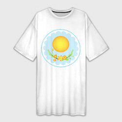 Женская длинная футболка Солнце и цветы