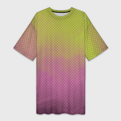 Женская длинная футболка Салатово-розовый дым - Хуф и Ся