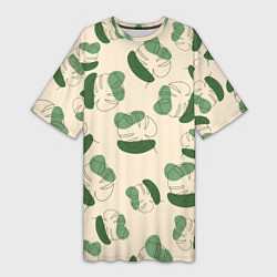 Женская длинная футболка Монстера абстракция