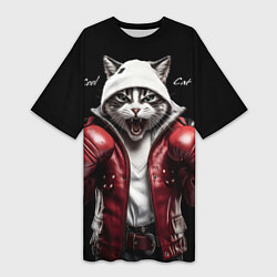 Женская длинная футболка Cool fighting cat