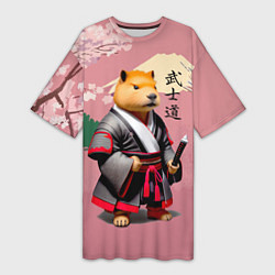 Женская длинная футболка Капибара - Бусидо - кодекс самурая