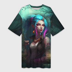 Женская длинная футболка Jinx fantasy art Arcane League of Legends