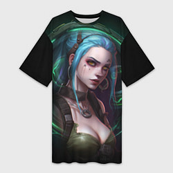 Футболка женская длинная Jinx art Arcane League of Legends, цвет: 3D-принт