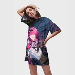 Футболка женская длинная Кафка с Пом-Пом, цвет: 3D-принт — фото 2