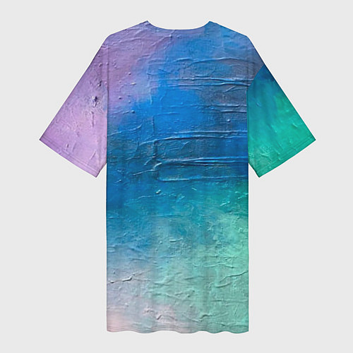 Женская длинная футболка Пудра и голубые краски / 3D-принт – фото 2