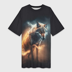 Женская длинная футболка Стихия волка