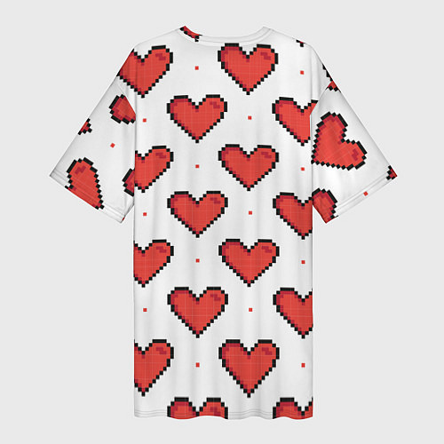 Женская длинная футболка Pixel heart / 3D-принт – фото 2