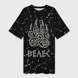 Женская длинная футболка Велес лапа медведя