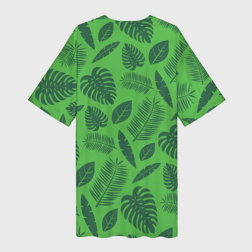 Женская длинная футболка Зеленые листики / 3D-принт – фото 2