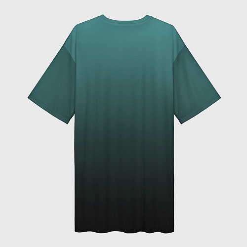 Женская длинная футболка Градиент зелено-черный / 3D-принт – фото 2
