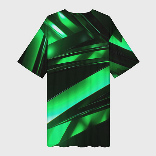 Женская длинная футболка Зеленая неоновая абстракция / 3D-принт – фото 2