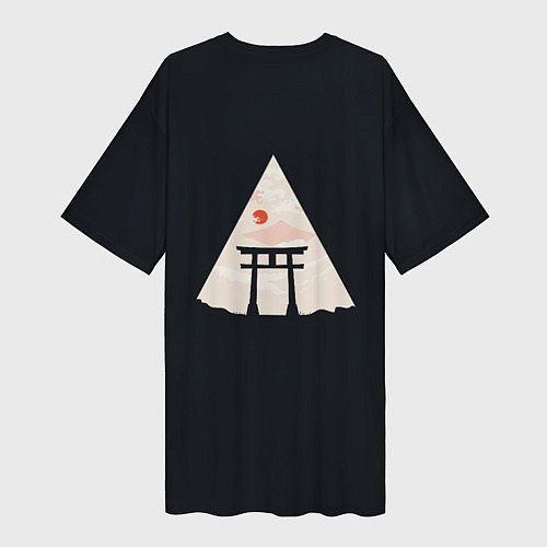 Женская длинная футболка Японские ворота Тории в горах / 3D-принт – фото 2