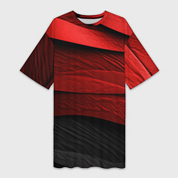 Футболка женская длинная Шероховатая красно-черная текстура, цвет: 3D-принт