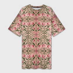 Женская длинная футболка Переплетение из розовых цветов