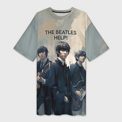 Женская длинная футболка The Beatles - Help