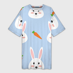 Женская длинная футболка Зайчики и морковки