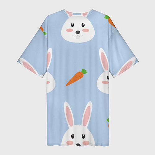 Женская длинная футболка Зайчики и морковки / 3D-принт – фото 2