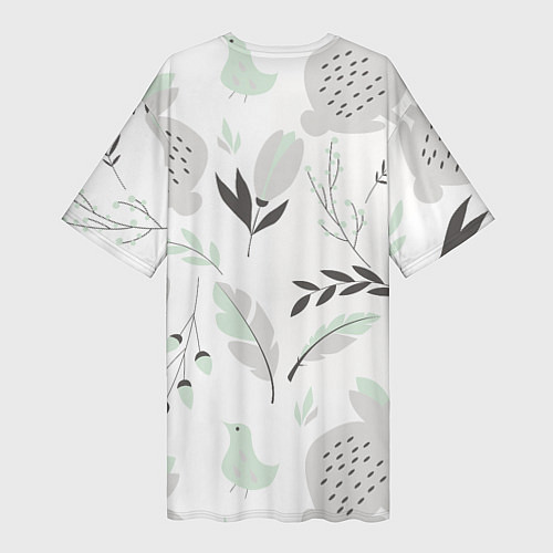 Женская длинная футболка Зайцы и растения паттерн / 3D-принт – фото 2