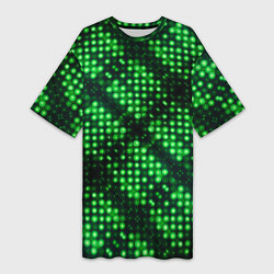 Футболка женская длинная Яркие зеленые точки, цвет: 3D-принт
