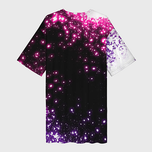 Женская длинная футболка Неоновые звезды - neon / 3D-принт – фото 2