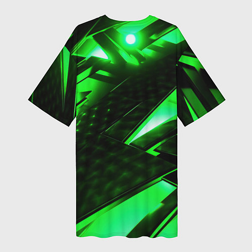 Женская длинная футболка Cyberpunk 2077 phantom liberty neon green / 3D-принт – фото 2