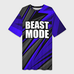 Футболка женская длинная Beast mode - синяя униформа, цвет: 3D-принт