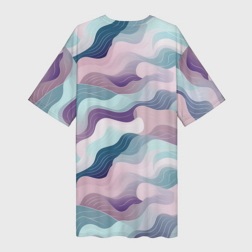 Женская длинная футболка Абстрактные волны разноцветные / 3D-принт – фото 2