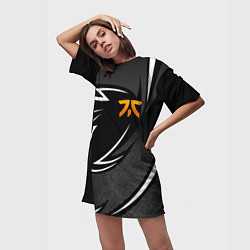 Футболка женская длинная Fnatic - white line, цвет: 3D-принт — фото 2