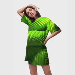 Футболка женская длинная Объемный зеленый канат, цвет: 3D-принт — фото 2