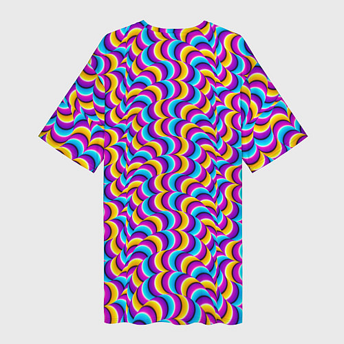 Женская длинная футболка Красочный фон с ползучими змеями / 3D-принт – фото 2