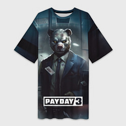 Футболка женская длинная Payday 3 bear, цвет: 3D-принт