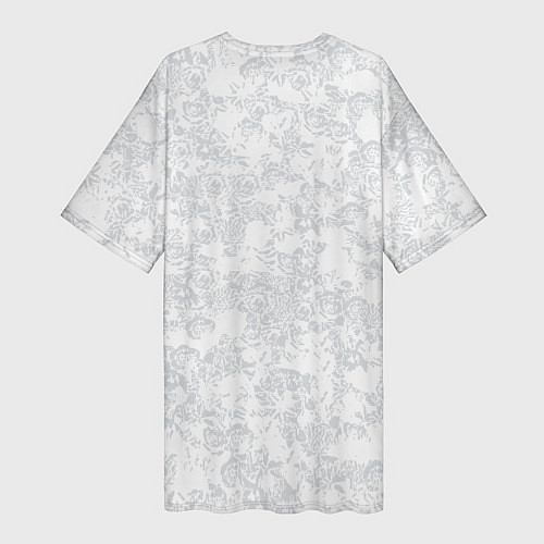 Женская длинная футболка Цветочный принт серый / 3D-принт – фото 2