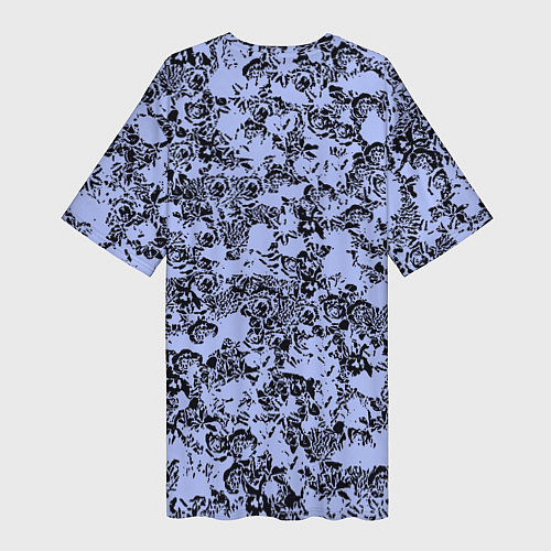 Женская длинная футболка Цветочный принт сиреневый / 3D-принт – фото 2