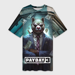 Футболка женская длинная Payday 3 bear, цвет: 3D-принт