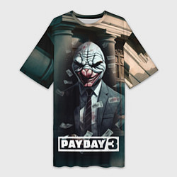 Футболка женская длинная Payday 3 mask, цвет: 3D-принт