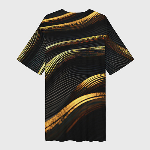 Женская длинная футболка Золотистые волны абстракция / 3D-принт – фото 2