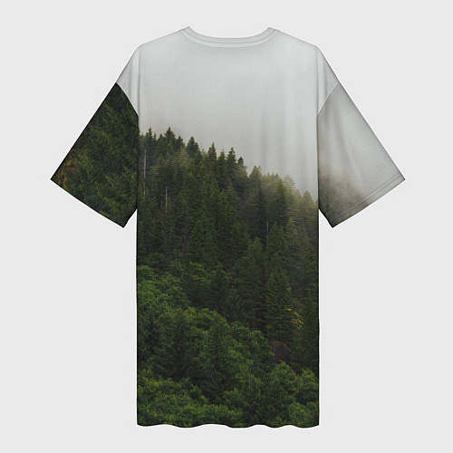 Женская длинная футболка Я из Сибири на фоне леса / 3D-принт – фото 2
