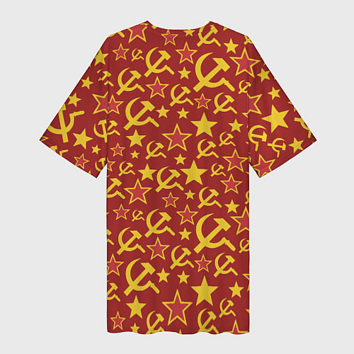 Женская длинная футболка СССР Серп и Молот / 3D-принт – фото 2