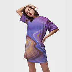 Футболка женская длинная Violet fantasy, цвет: 3D-принт — фото 2