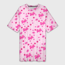 Женская длинная футболка Барби, сердечки и цветочки