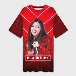 Женская длинная футболка Rose Blackpink red